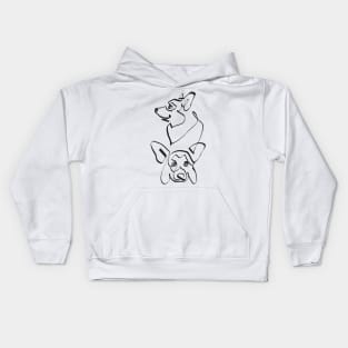 Abstract line Corgi Kids Hoodie